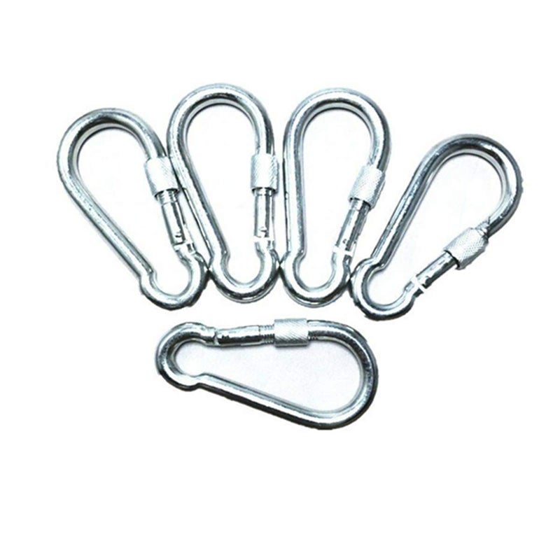 ESKONI 5 Pc 4.5" Big Heavy Duty 750LBS Stainless Steel Non Rust Spring Snap Keychain Clip Hook Carabiner Screw Lock Key Ring Hook with Spring Loaded Gate,Outdoor, Camping, Traveling, Hiking etc - Image 1